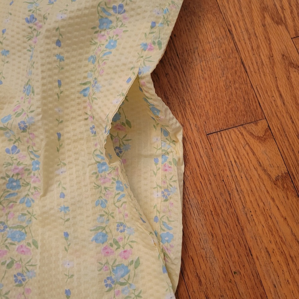 5 More Minutes M Nightgown Yellow Floral Seersucker Button Front HOUSE DRESS Nap - Picture 5 of 5